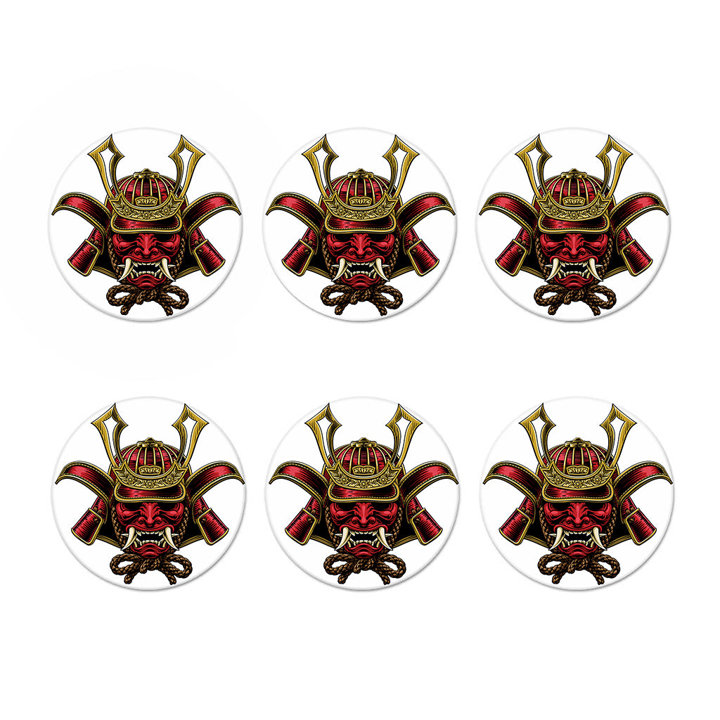 Japanese Samurai Helmet Print Coaster Set