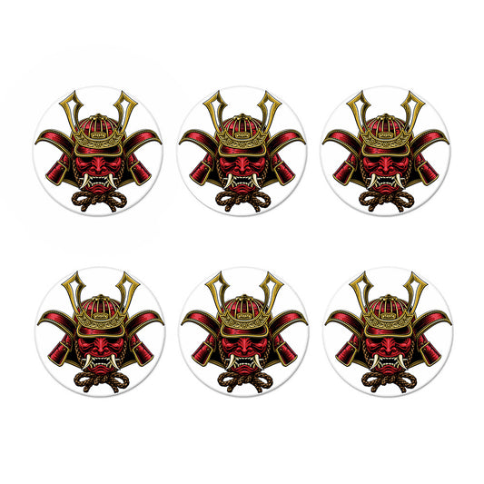 Japanese Samurai Helmet Print Coaster Set