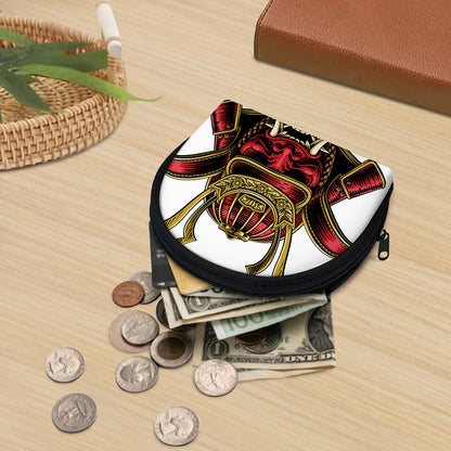 Japanese Samurai Helmet Print Coin Purse