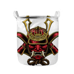 Japanese Samurai Helmet Print Collapsible Laundry Basket