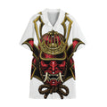 Japanese Samurai Helmet Print Cotton Hawaiian Shirt