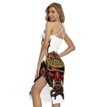 Japanese Samurai Helmet Print Cross Back Cami Dress