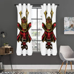 Japanese Samurai Helmet Print Curtain