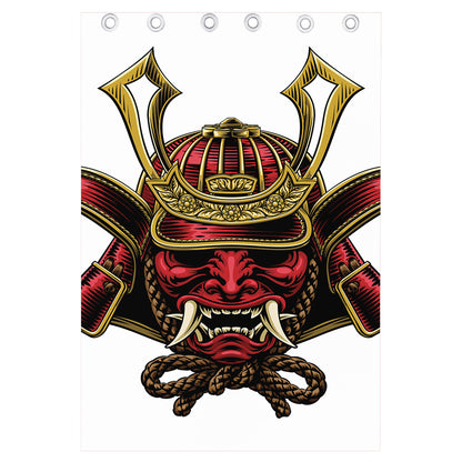 Japanese Samurai Helmet Print Curtain