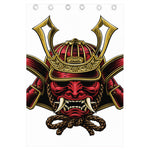 Japanese Samurai Helmet Print Curtain