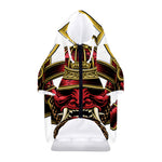 Japanese Samurai Helmet Print Dog Zip Up Hoodie