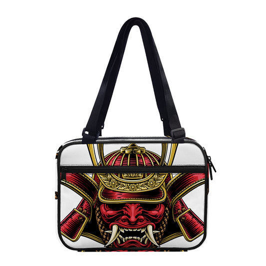 Japanese Samurai Helmet Print Double Strap Bible Bag