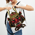 Japanese Samurai Helmet Print Drawstring Backpack