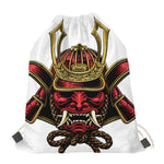 Japanese Samurai Helmet Print Drawstring Bag