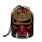 Japanese Samurai Helmet Print Drawstring Makeup Bag