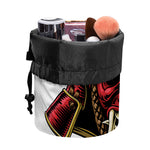 Japanese Samurai Helmet Print Drawstring Makeup Bag