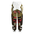 Japanese Samurai Helmet Print Fleece Lined Knit Pants