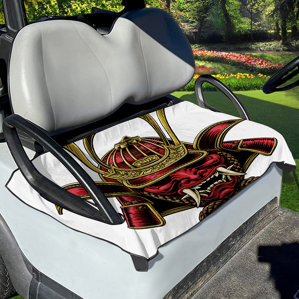 Japanese Samurai Helmet Print Golf Cart Seat Cover
