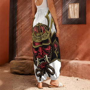 Japanese Samurai Helmet Print Harem Pants