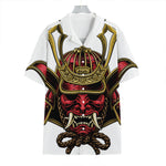Japanese Samurai Helmet Print Hawaiian Shirt