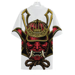 Japanese Samurai Helmet Print Hawaiian Shirt