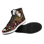 Japanese Samurai Helmet Print High Top Leather Sneakers