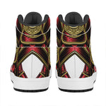 Japanese Samurai Helmet Print High Top Leather Sneakers