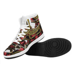 Japanese Samurai Helmet Print High Top Leather Sneakers