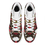 Japanese Samurai Helmet Print High Top Leather Sneakers