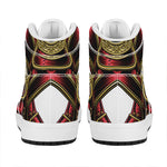 Japanese Samurai Helmet Print High Top Leather Sneakers