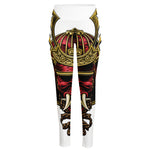 Japanese Samurai Helmet Print High-Waisted Pocket Leggings