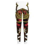 Japanese Samurai Helmet Print High-Waisted Pocket Leggings