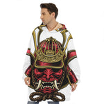 Japanese Samurai Helmet Print Hoodie Blanket