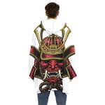 Japanese Samurai Helmet Print Hoodie Blanket
