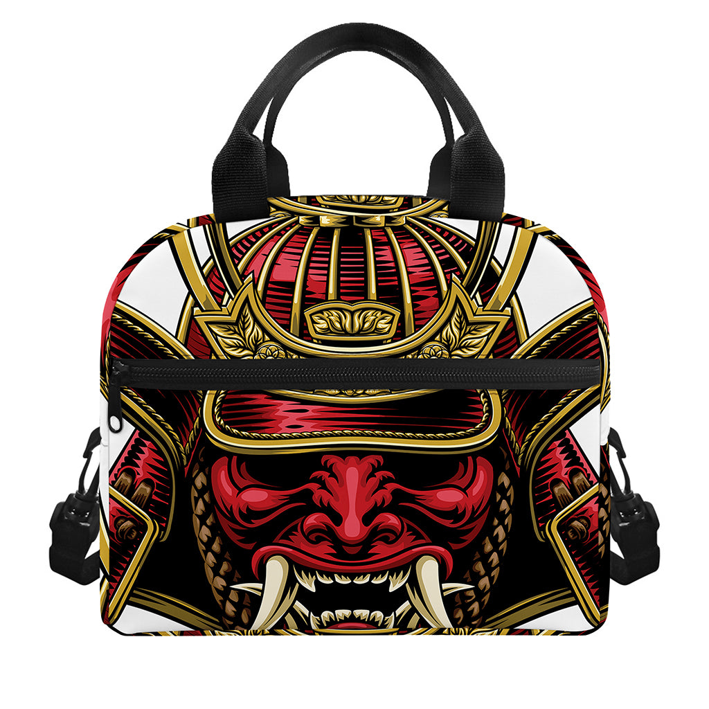 Japanese Samurai Helmet Print Insulated Lunch Bag