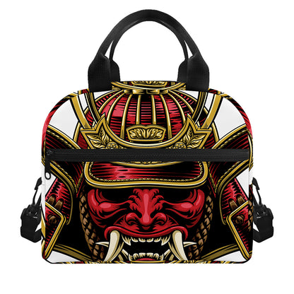 Japanese Samurai Helmet Print Insulated Lunch Bag
