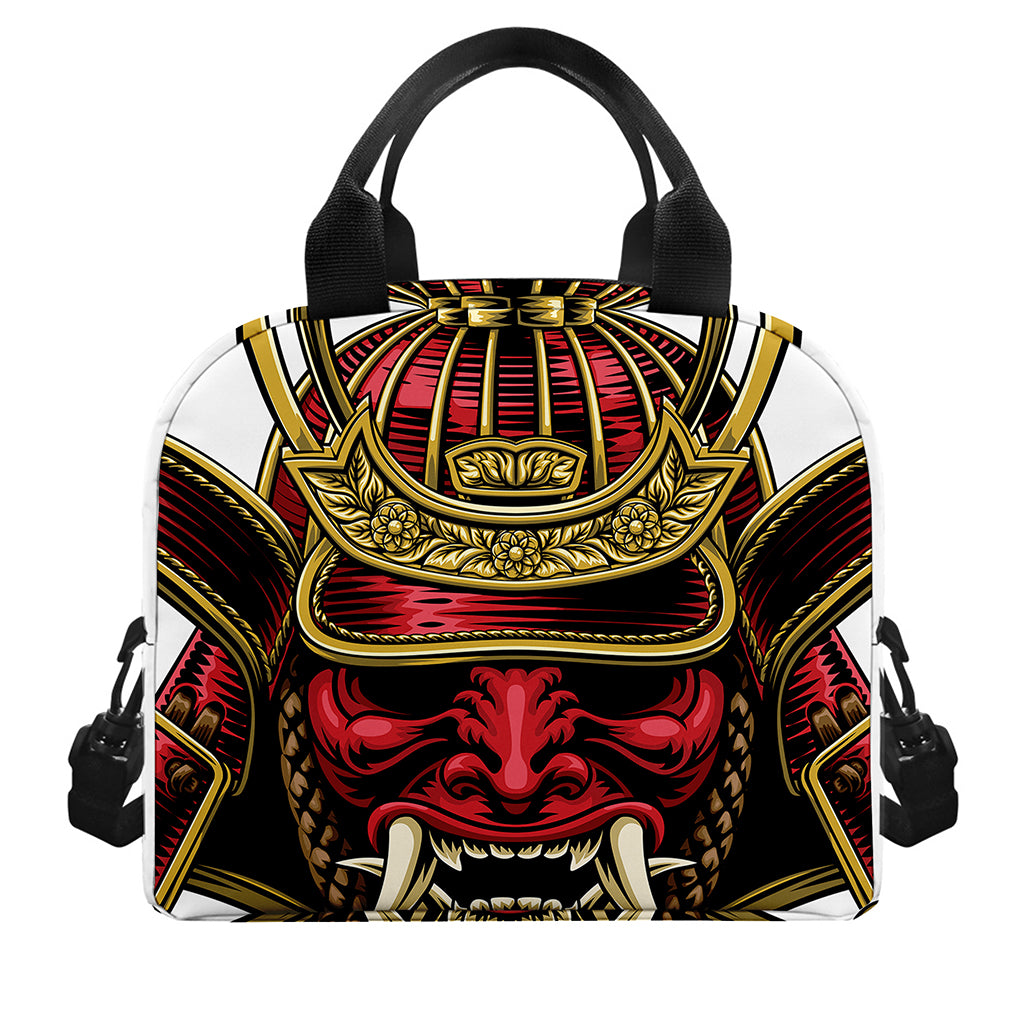 Japanese Samurai Helmet Print Insulated Lunch Bag