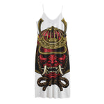Japanese Samurai Helmet Print Jersey Midi Cami Dress