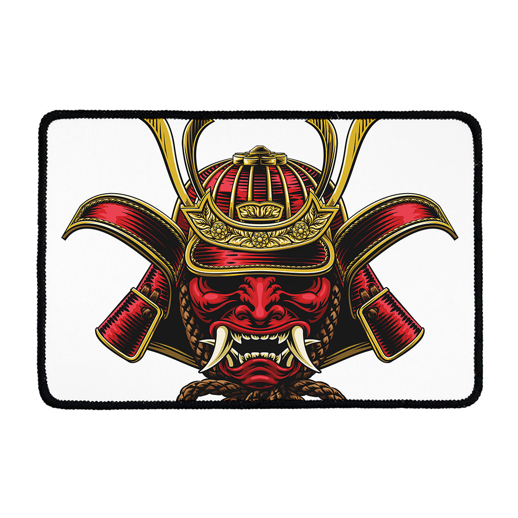 Japanese Samurai Helmet Print Kitchen Mat