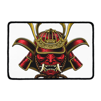 Japanese Samurai Helmet Print Kitchen Mat