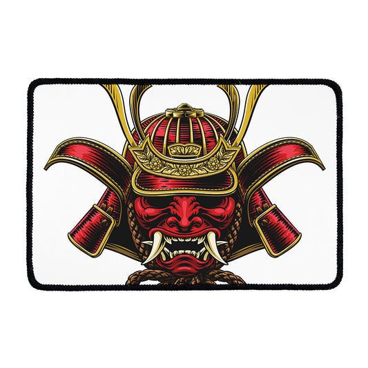 Japanese Samurai Helmet Print Kitchen Mat