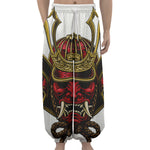 Japanese Samurai Helmet Print Lantern Pants