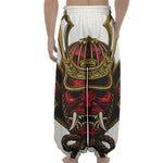 Japanese Samurai Helmet Print Lantern Pants