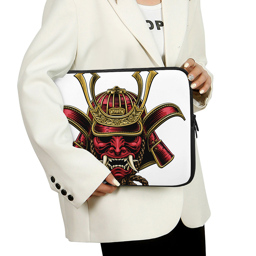 Japanese Samurai Helmet Print Laptop Sleeve