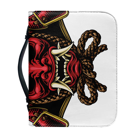 Japanese Samurai Helmet Print Leather Bible Cover