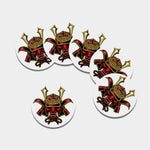 Japanese Samurai Helmet Print Leather Coaster Set
