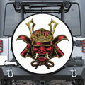Japanese Samurai Helmet Print Leather Spare Tire Cover