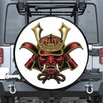 Japanese Samurai Helmet Print Leather Spare Tire Cover