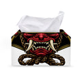 Japanese Samurai Helmet Print Leather Tissue Box Cover