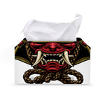 Japanese Samurai Helmet Print Leather Tissue Box Cover