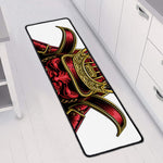 Japanese Samurai Helmet Print Long Kitchen Mat