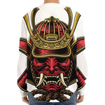 Japanese Samurai Helmet Print Long Sleeve Baseball Jersey