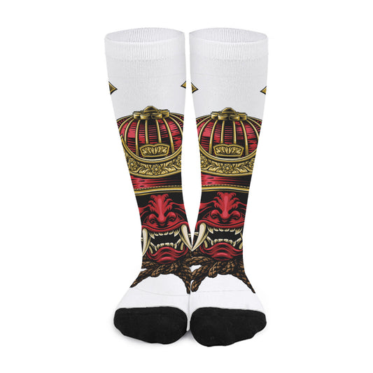 Japanese Samurai Helmet Print Long Socks