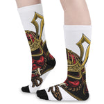 Japanese Samurai Helmet Print Long Socks