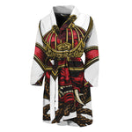 Japanese Samurai Helmet Print Men's Bathrobe